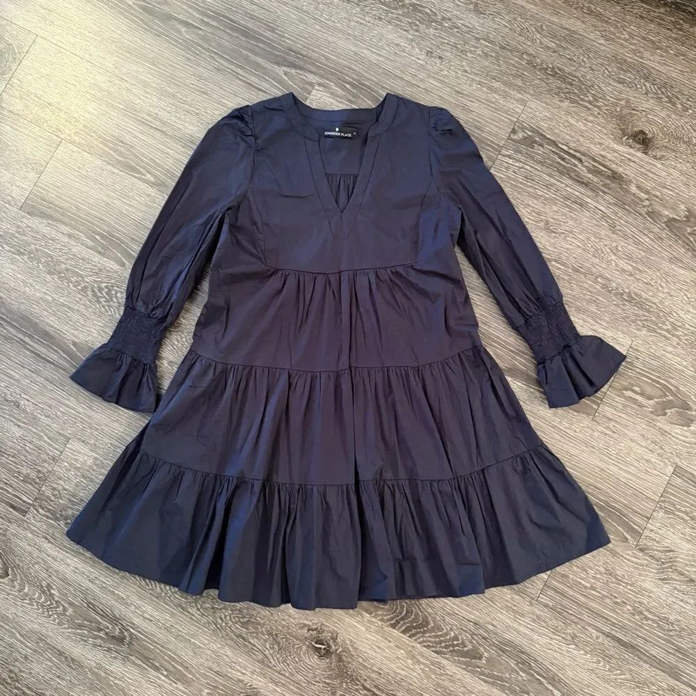 Pomander Place Navy Cotton Poplin Kenzo Dress